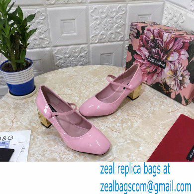 Dolce  &  Gabbana Heel 6.5cm Patent Leather Mary Janes Pink with DG Karol Heel 2021